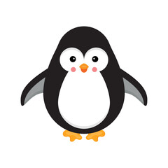 Cute penguin flat vector illustration isolated on white background