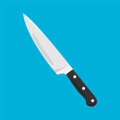 Knife flat vector illustration isolated on blue background