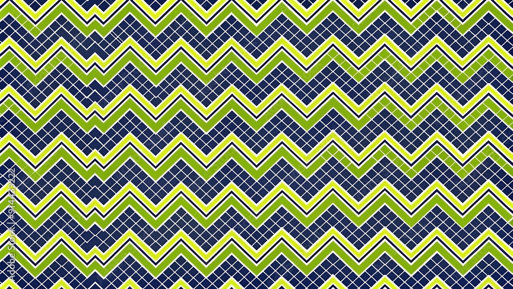 Poster lime and olive zigzags: a digital fusion of nature's patterns generative ai