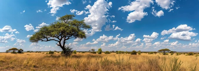 Serene Savanna Landscape with a Lone Tree