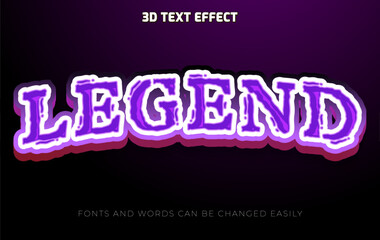 Legend 3d editable text effect style