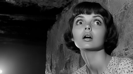 Woman in vintage dress looking into the distance