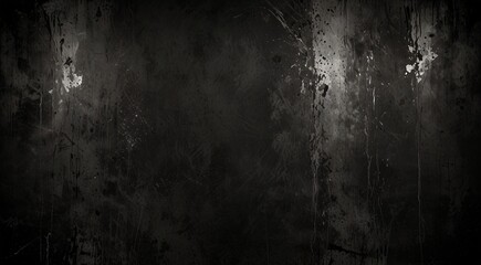 Obraz premium Grunge black concrete wall texture, dark weathered stone background with scratches and stains, moody industrial cement surface for cinematic design