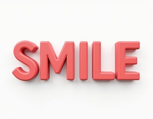 3D red text 'SMILE' on a white background.