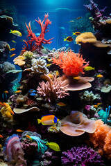 Undersea Ecosystem: An Exquisite Display of Aquatic Life in a Vibrantly-Curated Fish Tank