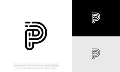 Initials P logo design. Initial Letter Logo. Innovative high tech logo template.	