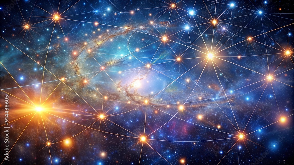 Poster cosmic tapestry: a web of starlight connecting galaxies generative ai
