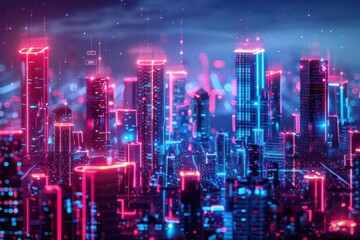 Futuristic cityscape from a sci-fi video game selective focus, cyberpunk theme, dynamic, Composite, neon-lit city backdrop