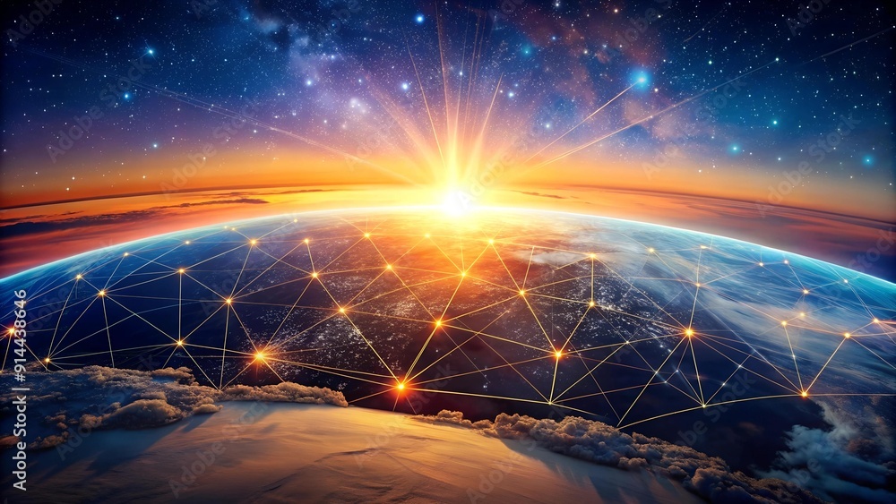 Poster cosmic tapestry: the interwoven threads of technology and nature generative ai