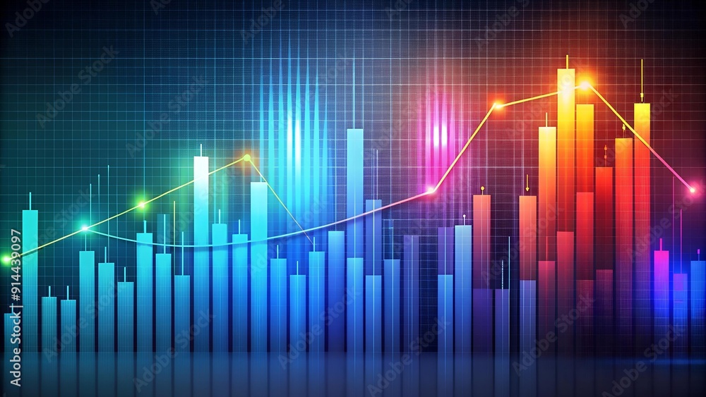 Poster dynamic market pulse: a symphony of colors in a bar chart ai generated