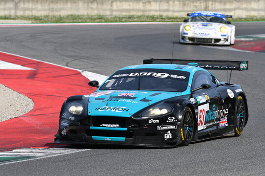 Scarperia, 5 April 2024: Aston Martin DBR9 year 2006 in action during Mugello Classic 2024 at Mugello Circuit in Italy.
