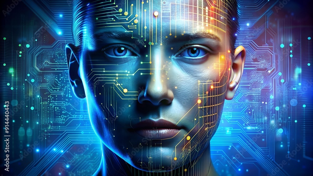 Poster binary bloom: a symphony of circuitry and code in the digital realm ai generated