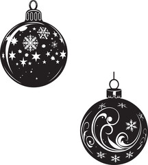 Fototapeta premium Set of Christmas Balls Silhouette Vector