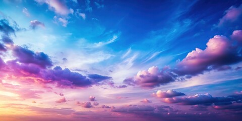 Obraz premium A beautiful gradient of sky blue and purple colors in the sky, sky, blue, purple, gradient, colors, clouds, twilight