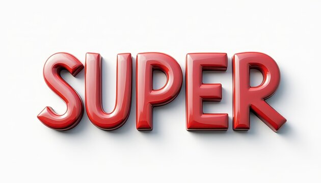 Bold and shiny red text displaying the word 'SUPER' on a white background.