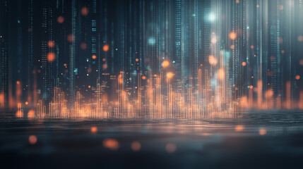 Obraz premium A cityscape with a lot of lights and a blurry background