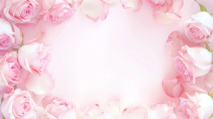 Delicate pink rose border surrounding a soft white background