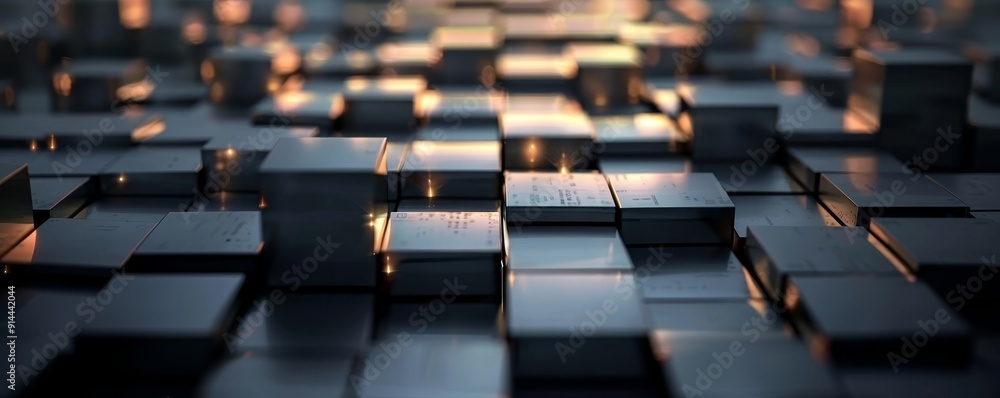 Poster abstract background with a grid of dark gray cubes.