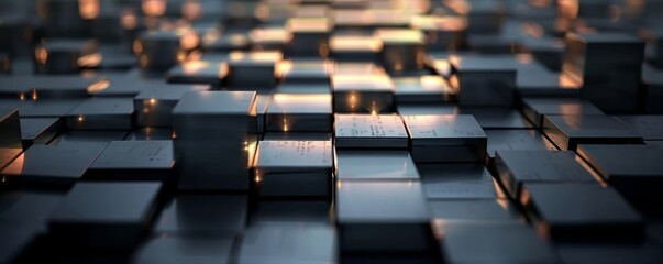 Obraz premium Abstract background with a grid of dark gray cubes.