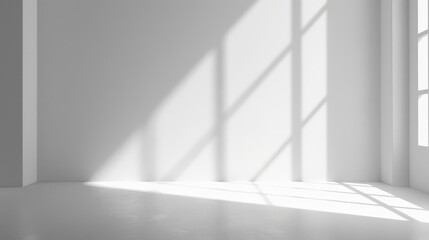 Obraz premium Monochrome light and shadow effect on indoor white wall for backdrop and mockup design
