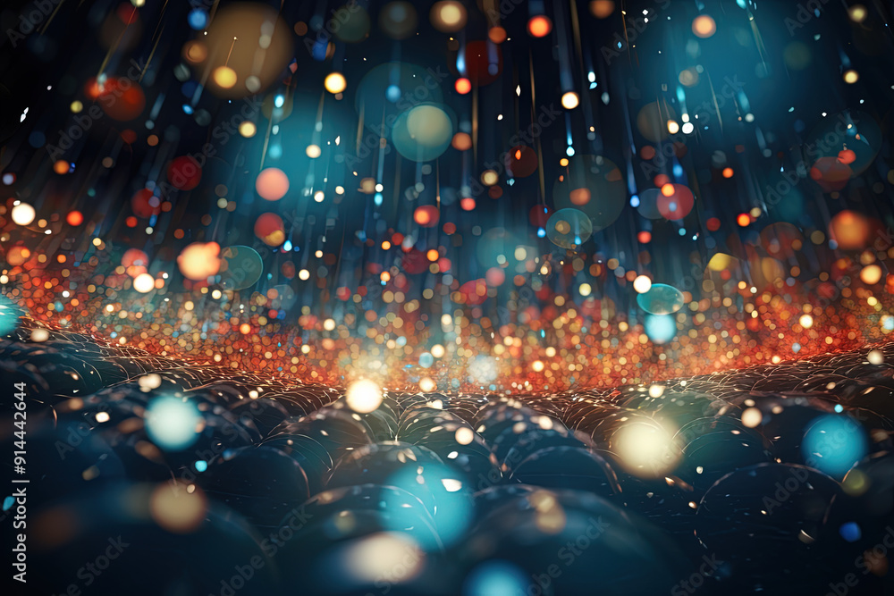 Poster abstract background with colorful bokeh and holiday or festive lights