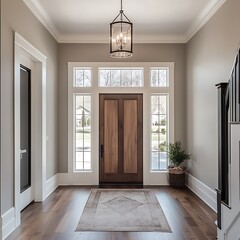 Modern and Elegant wooden Home door Entrance with Natural Light and Minimalist Decor