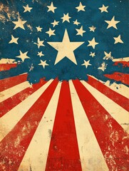 Vintage American Flag Design with Grunge Texture