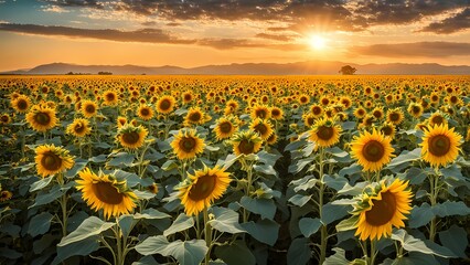 Obraz premium Golden Bloom Sunflower Panorama