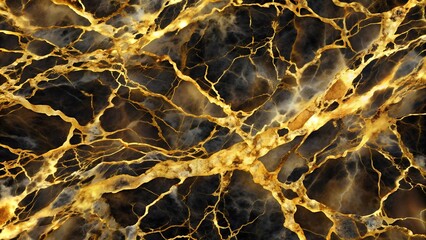 Luxurious Abstract Gold Marble Background with Intricate Black Veins  AI generated