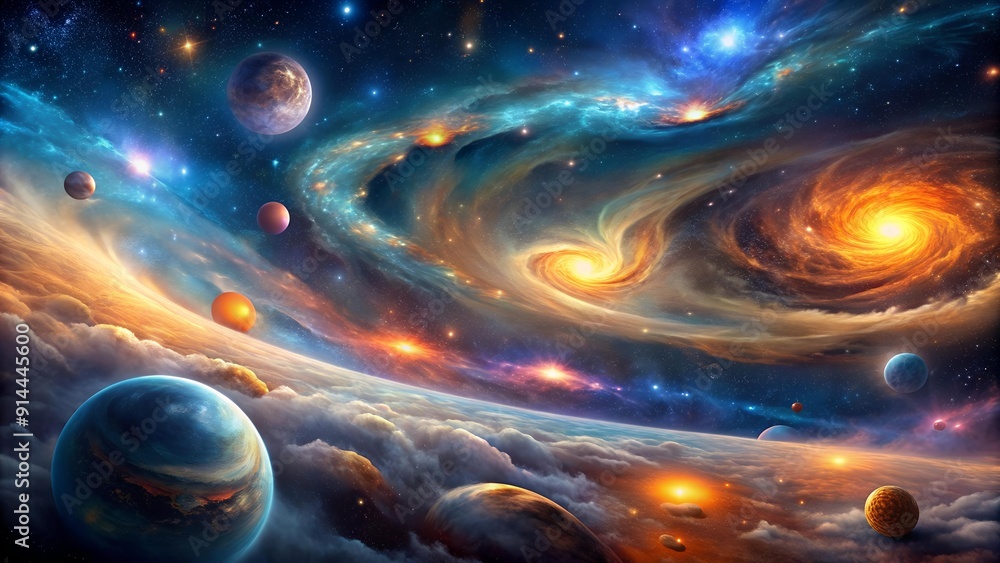 Canvas Prints celestial tapestry: a symphony of stars and nebulae generative ai