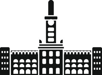 Black and white icon of big ben clock tower in london, england