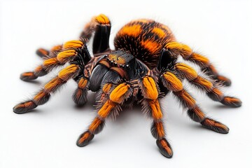 Mexican redknee tarantula isolated on white background (Brachypelma smithi)