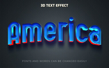 America 3d editable text effect style