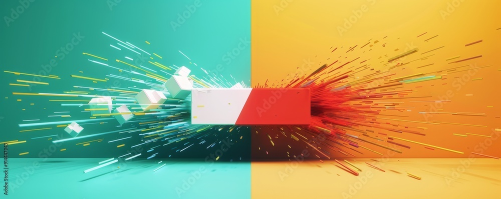 Poster abstract colorful background with a geometric shape.
