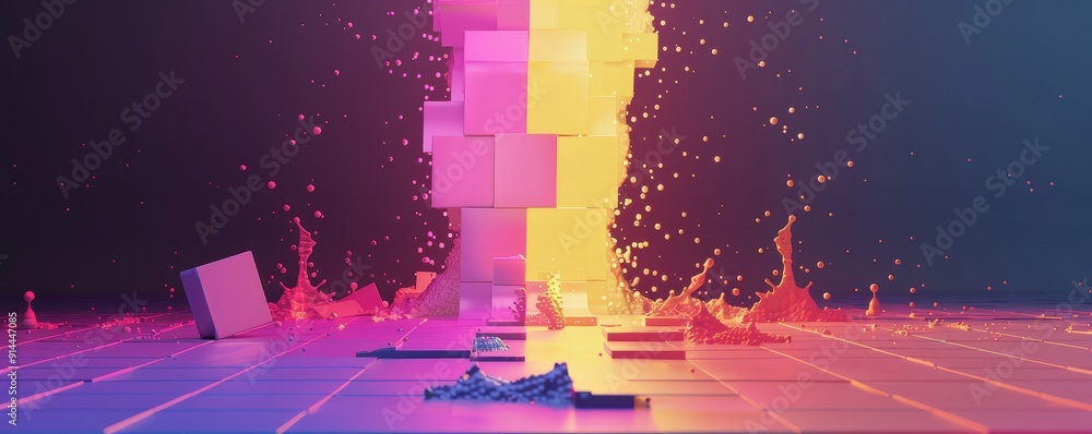 Poster abstract colorful background with glowing lights and dynamic lines.