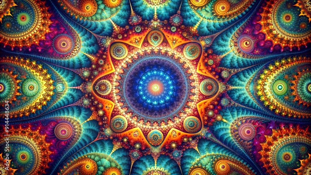 Poster fractal fissures: a journey through fractal dimensions ai generated