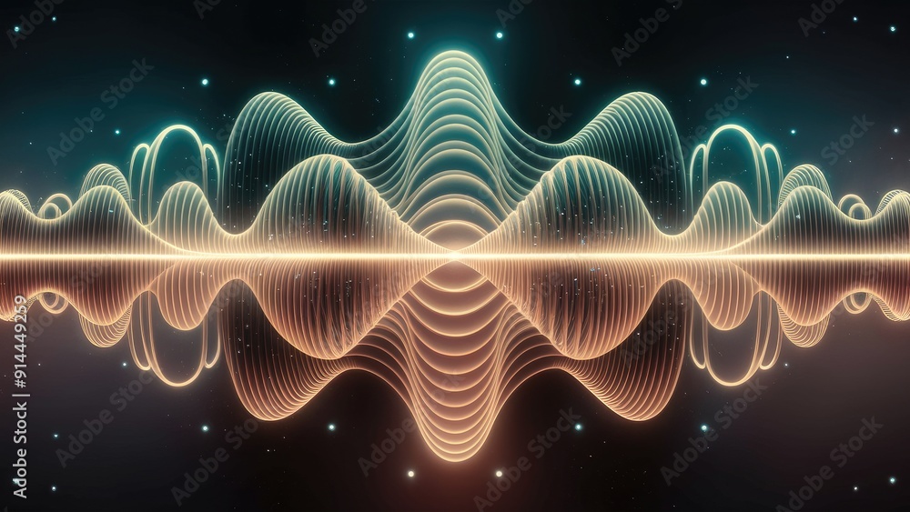 Poster artistic abstraction of oscillating frequency waves representing education research and modern scien