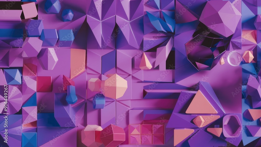 Poster seamless abstract geometric background featuring a purple color palette illustration of mosaic desig