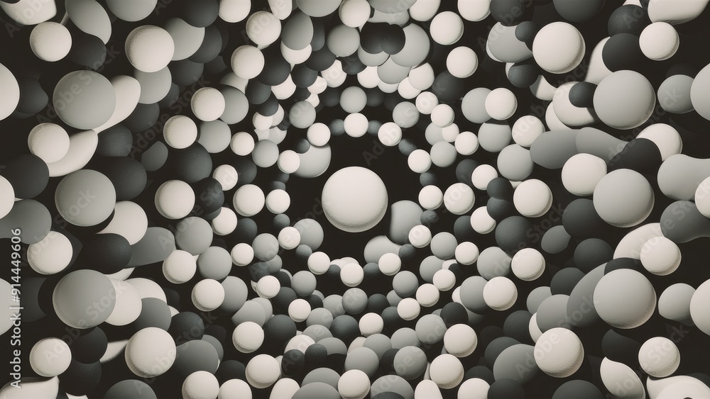 Poster abstract 3d wallpaper featuring circular patterns and bubble shapes in a gray and white color gradie