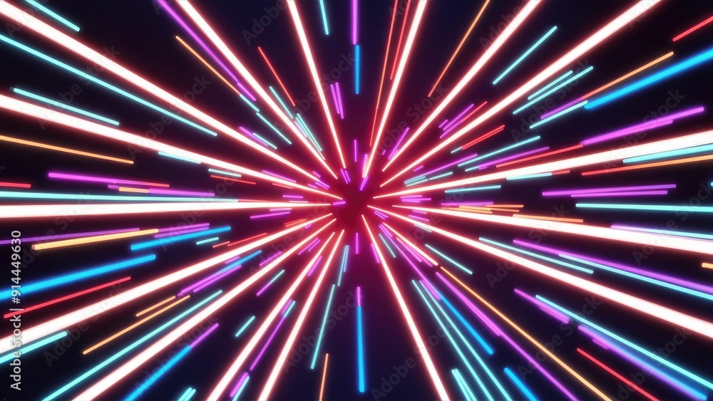 Poster vibrant light movement with dynamic speed neon lines and laser beams on a clear backdrop