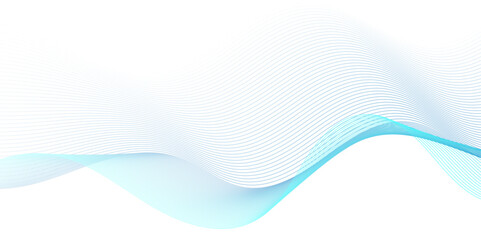 Abstract blue blend digital wave lines and technology transparent background. Minimal carve wavy white and blue flowing wave lines and glowing moving lines. Futuristic sound wave lines background.