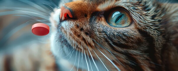 medication being administered to a cat intricate patterns sharp reflections hyper-realistic ultra-detailed photorealistic finish