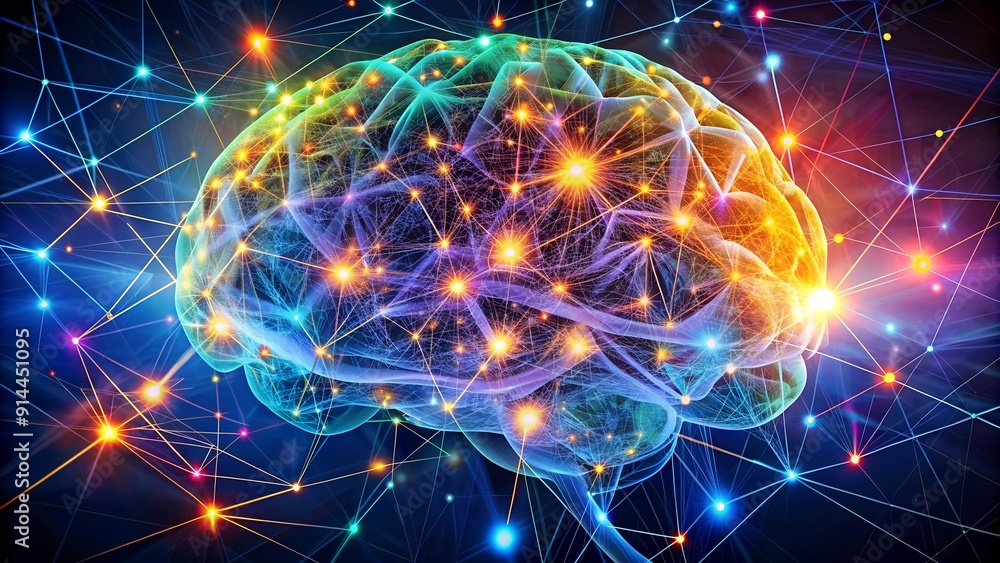 Poster synaptic symphony: a visual representation of sensory data integration in the human brain ai generat