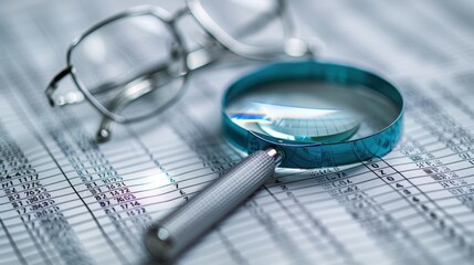 The magnifying glass on documents