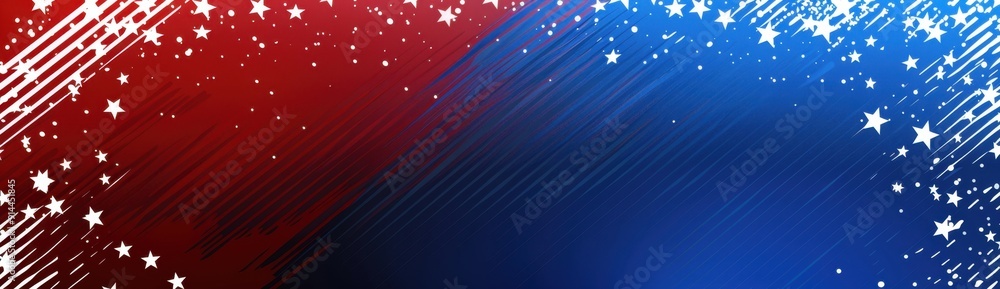 Poster blue and red background with white stars border presentation template for political buildings or eve