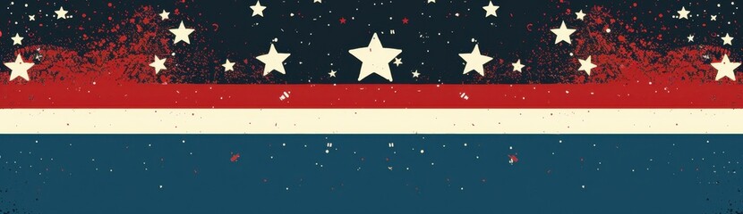 Fototapeta premium Red, white and blue background with stars border on the bottom edge Generative AI