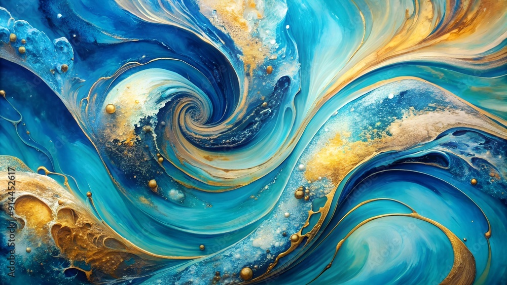 Poster abstract symphony in azure and gold generative ai