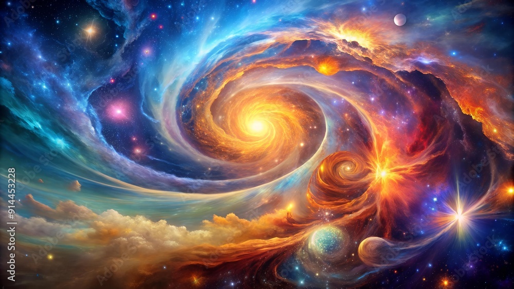 Poster celestial tapestry: a symphony of light and color generative ai