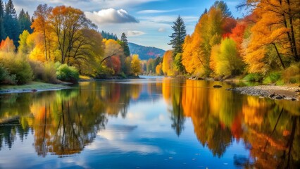 Obraz premium Golden Reflections in the Stillaguamish AI Generated
