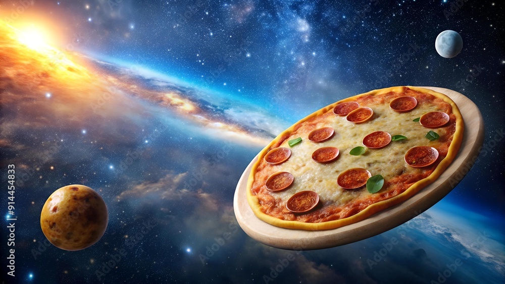 Wall mural a slice of the cosmos: a pizza in the milky way generative ai